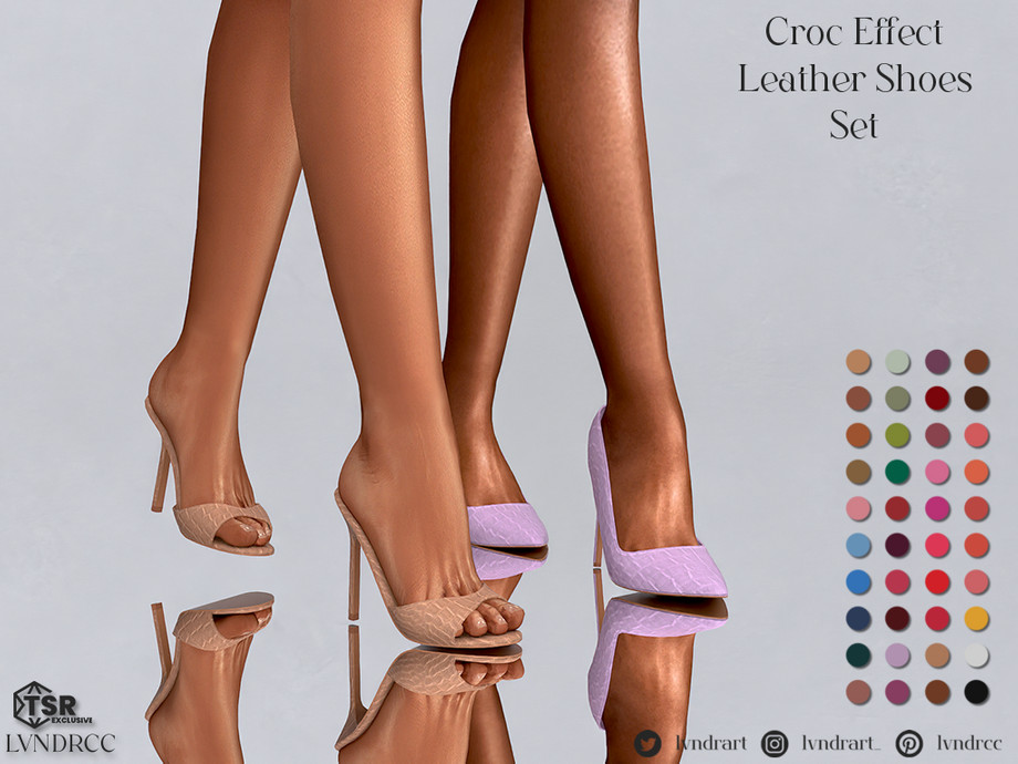 Сет туфель Croc Effect Leather Shoes